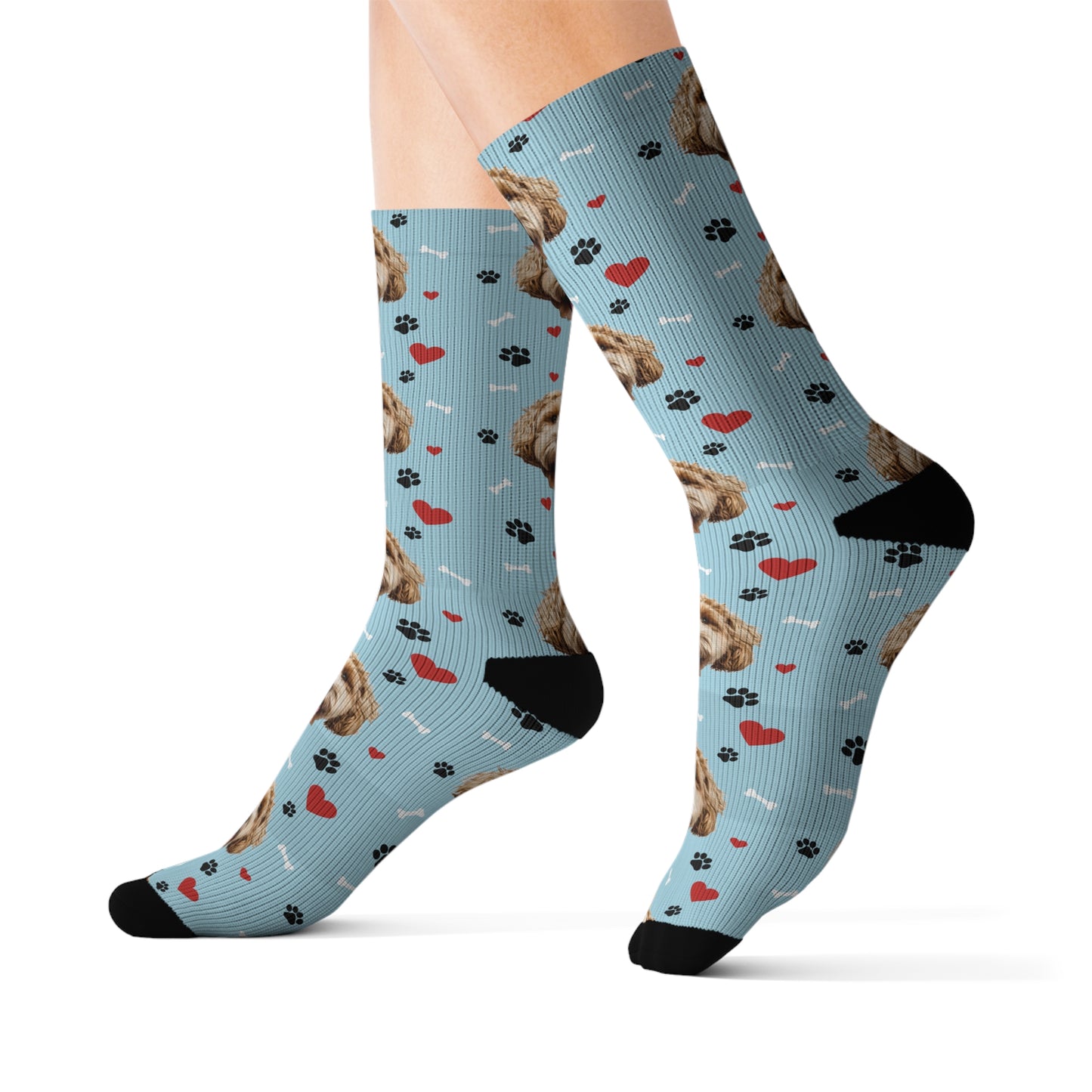 custom doggie them dog photo socks in blue