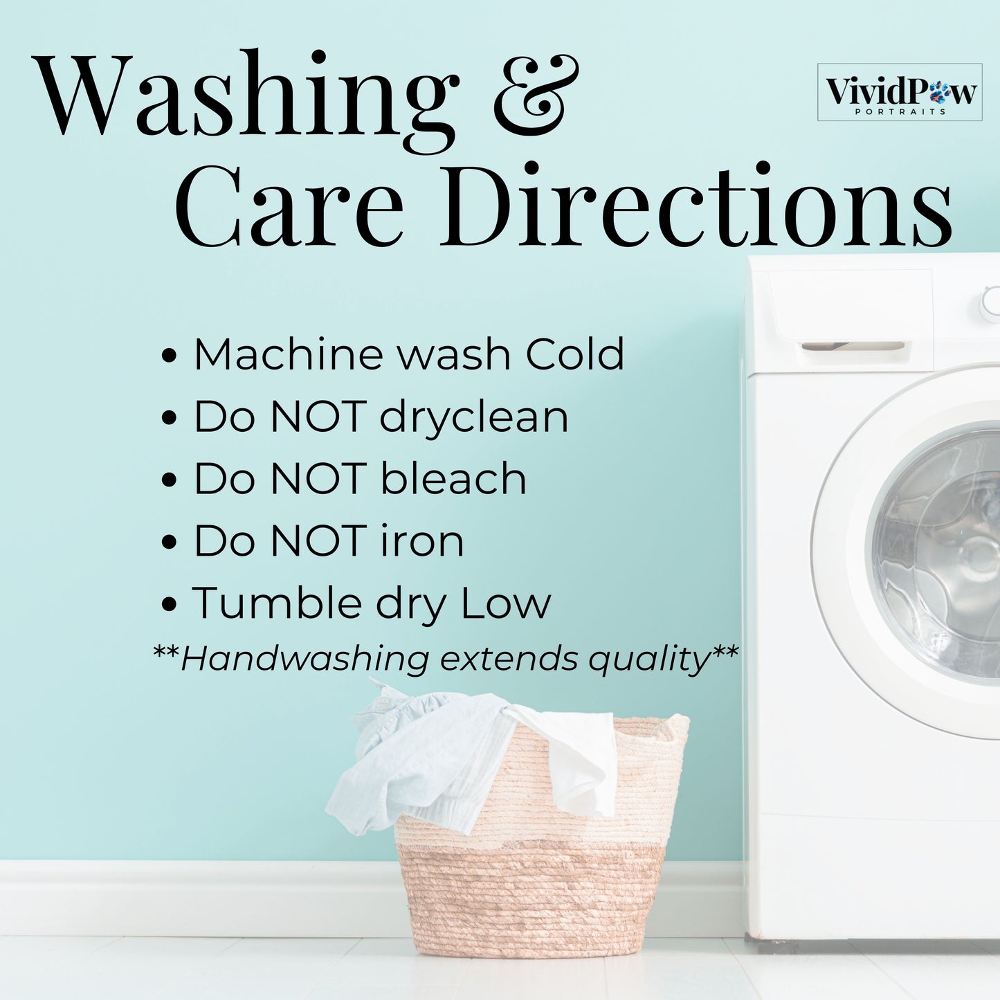 washing and care instructions for custom pet picture blanket