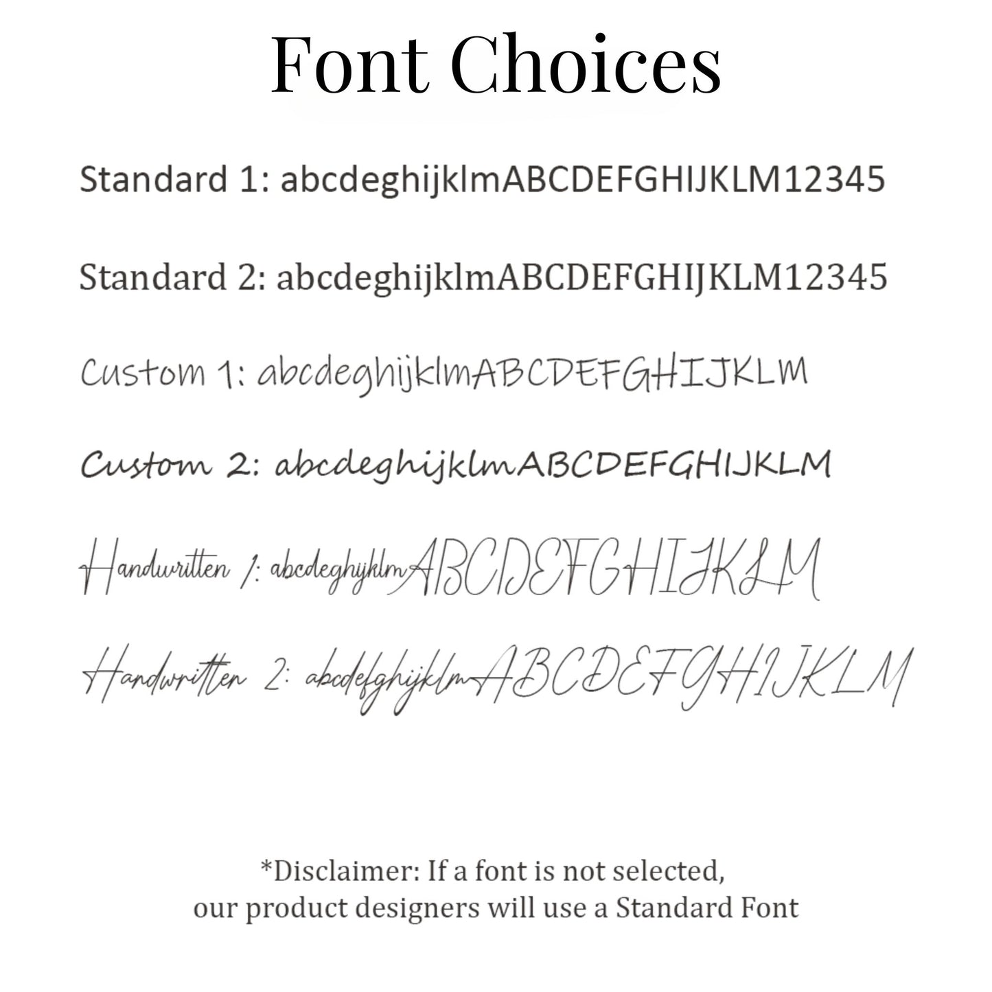 font options for personalzation