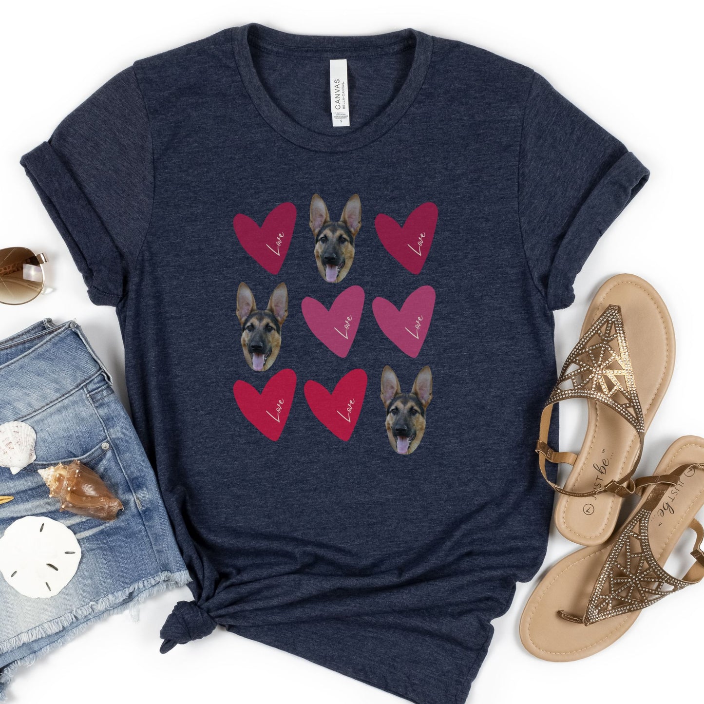 custom pet photo valentines day shirt in heather navy