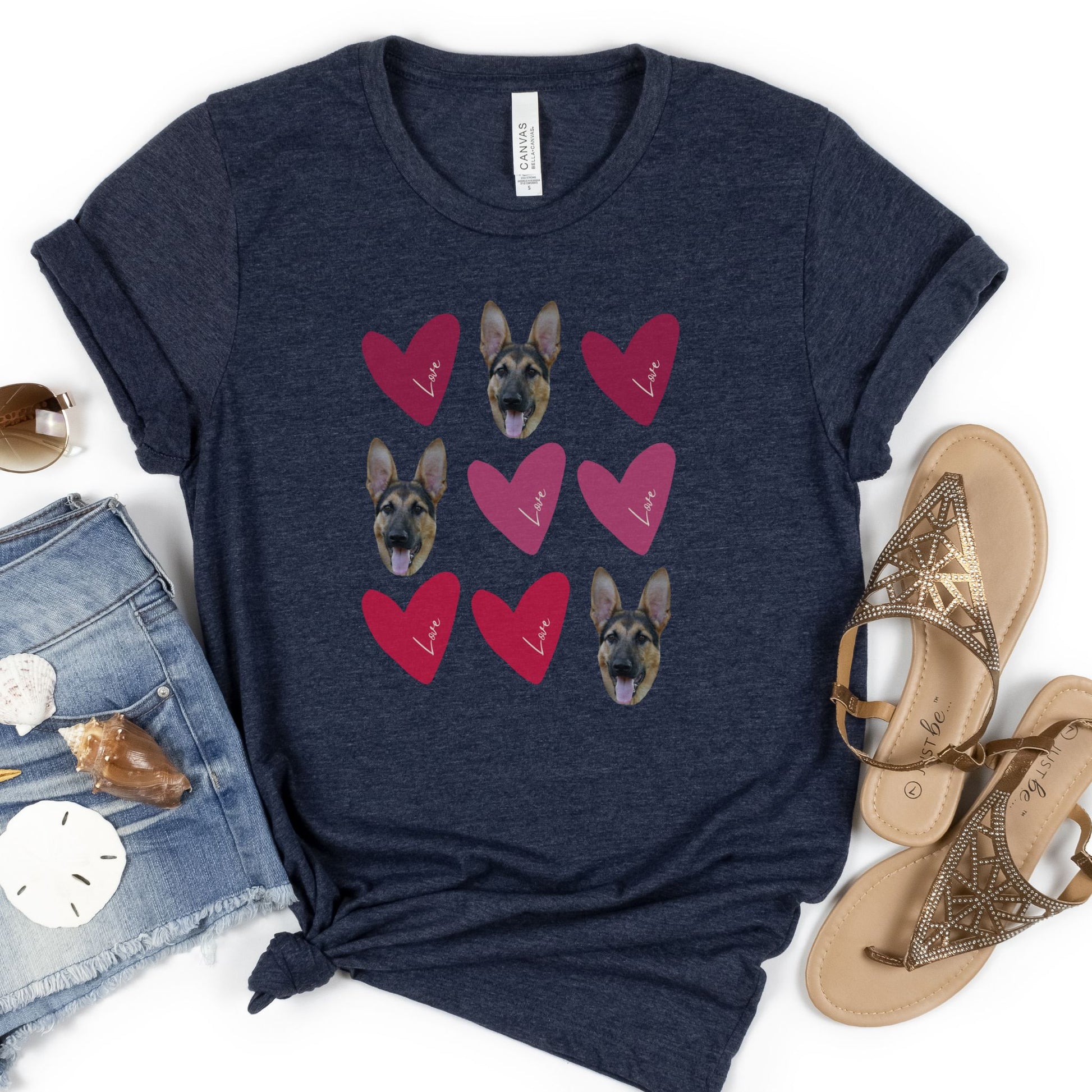 custom pet photo valentines day shirt in heather navy