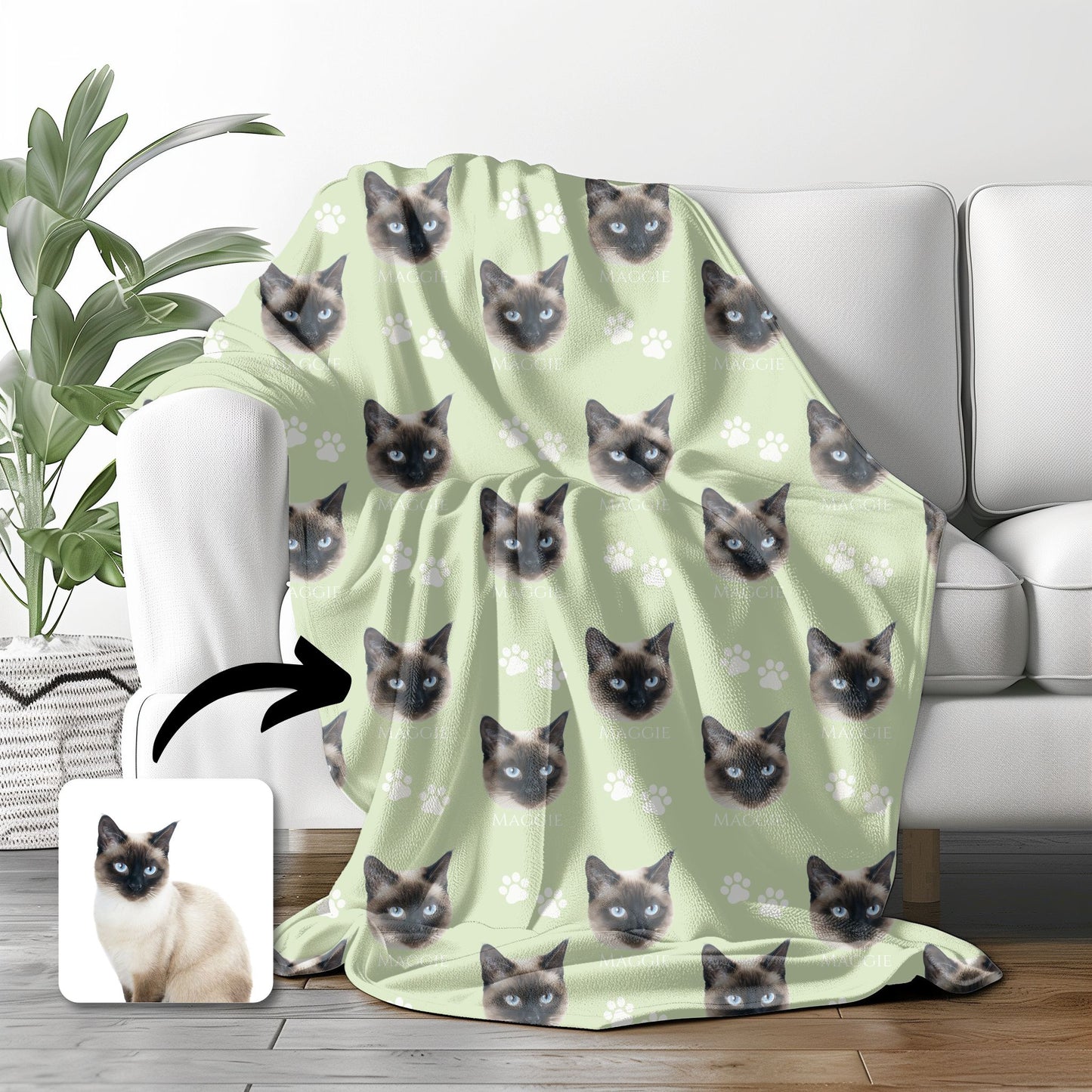 Purr-sonalized Cat Photo Blanket