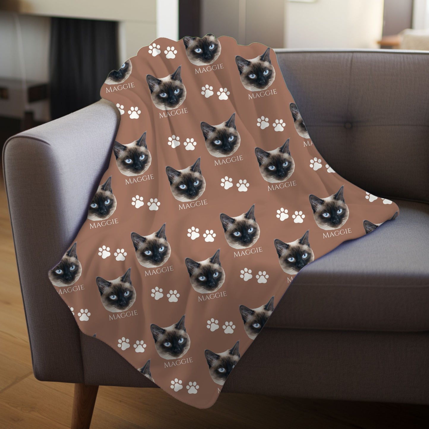 Purr-sonalized Cat Photo Blanket