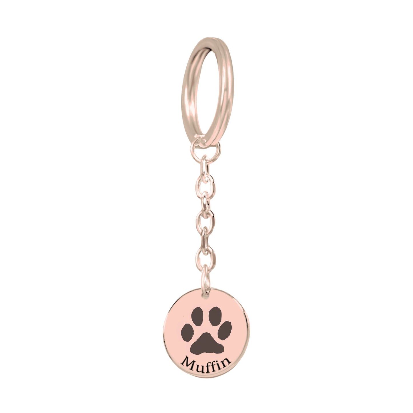 personalized pet paw print photo keyring in rose gold