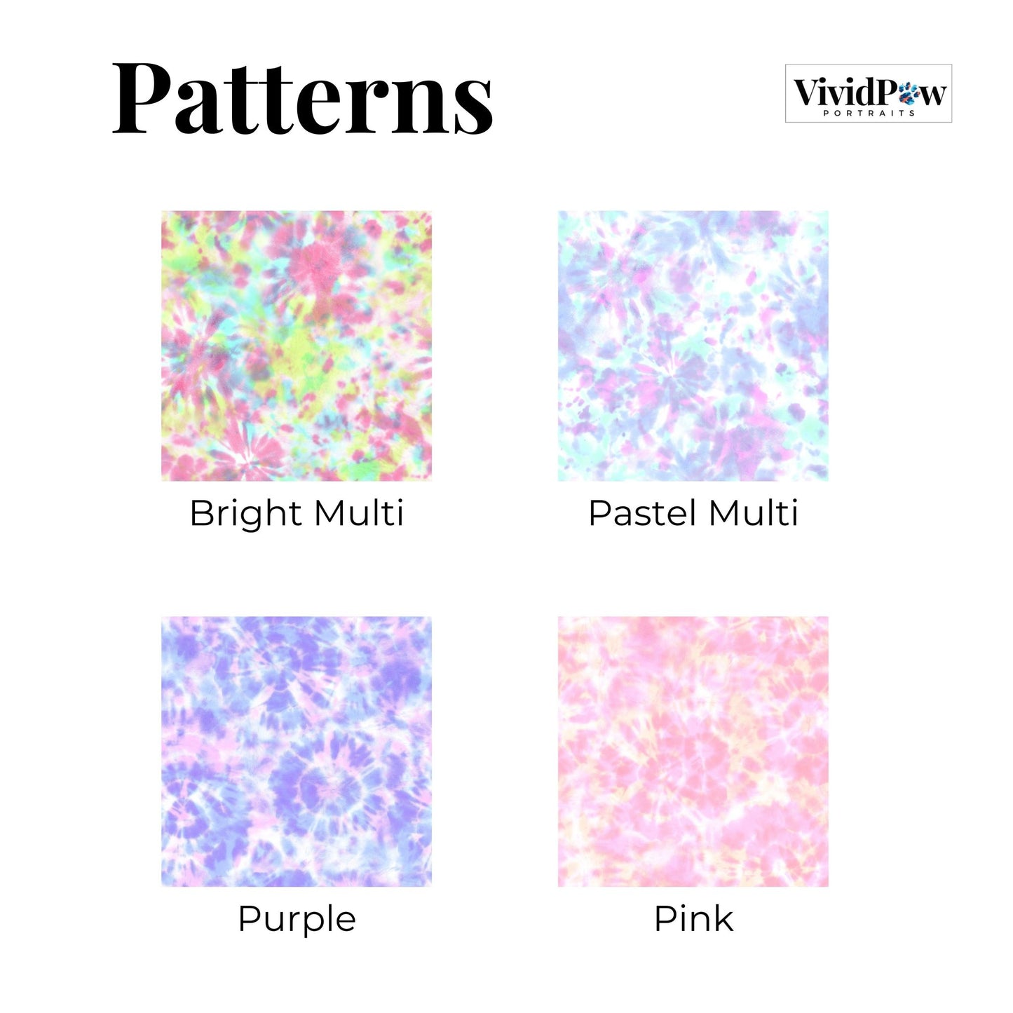 Pattern choices for personalized pet photo tie dye plush blanket
