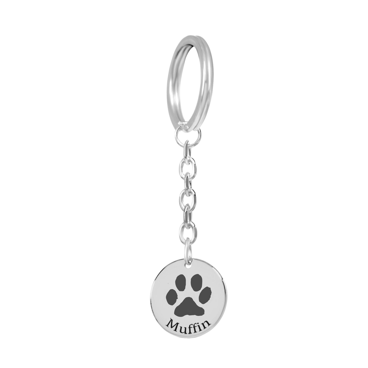 custom pet paw print picture keychain in silver