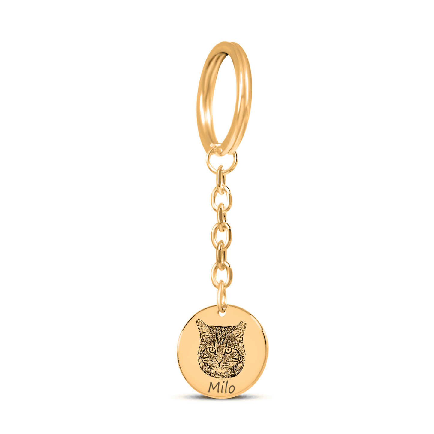 custom cat photo keyring in gold