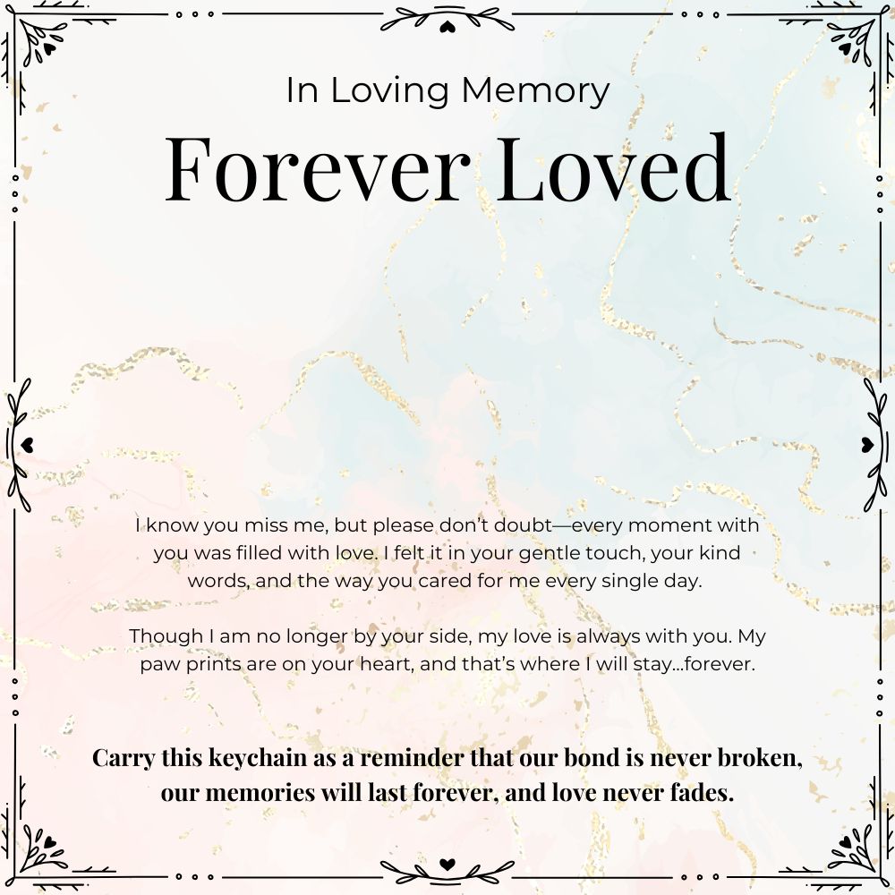 in loving memory forever loved gift card for pet paw keychain