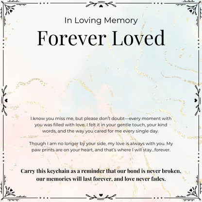 in loving memory forever loved gift card for pet paw keychain