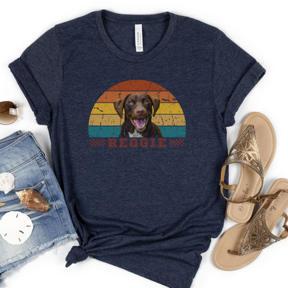 personalized pet photo retro distressed t-shirt in navy