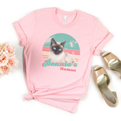 custom retro vibes personalized pet picture tee for pet parents in pink